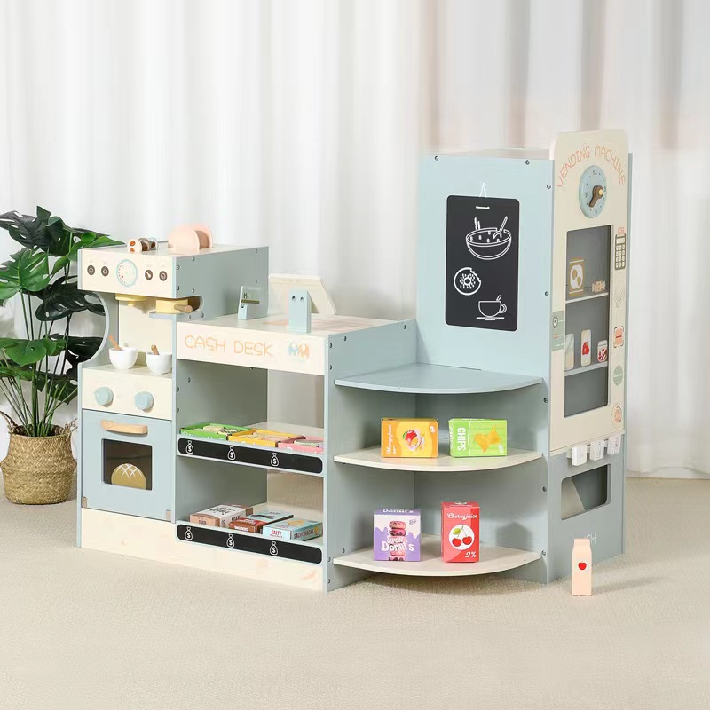 Kids Toys Stores - Kids Wooden Grocery Store Play Set