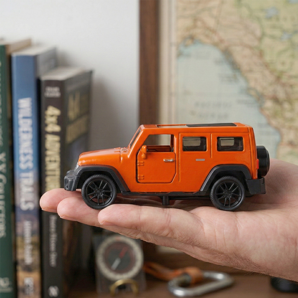 Kids Toys Jeep - 1:43 Orange Jeep Wrangler Die-Cast Model,Pull-Back