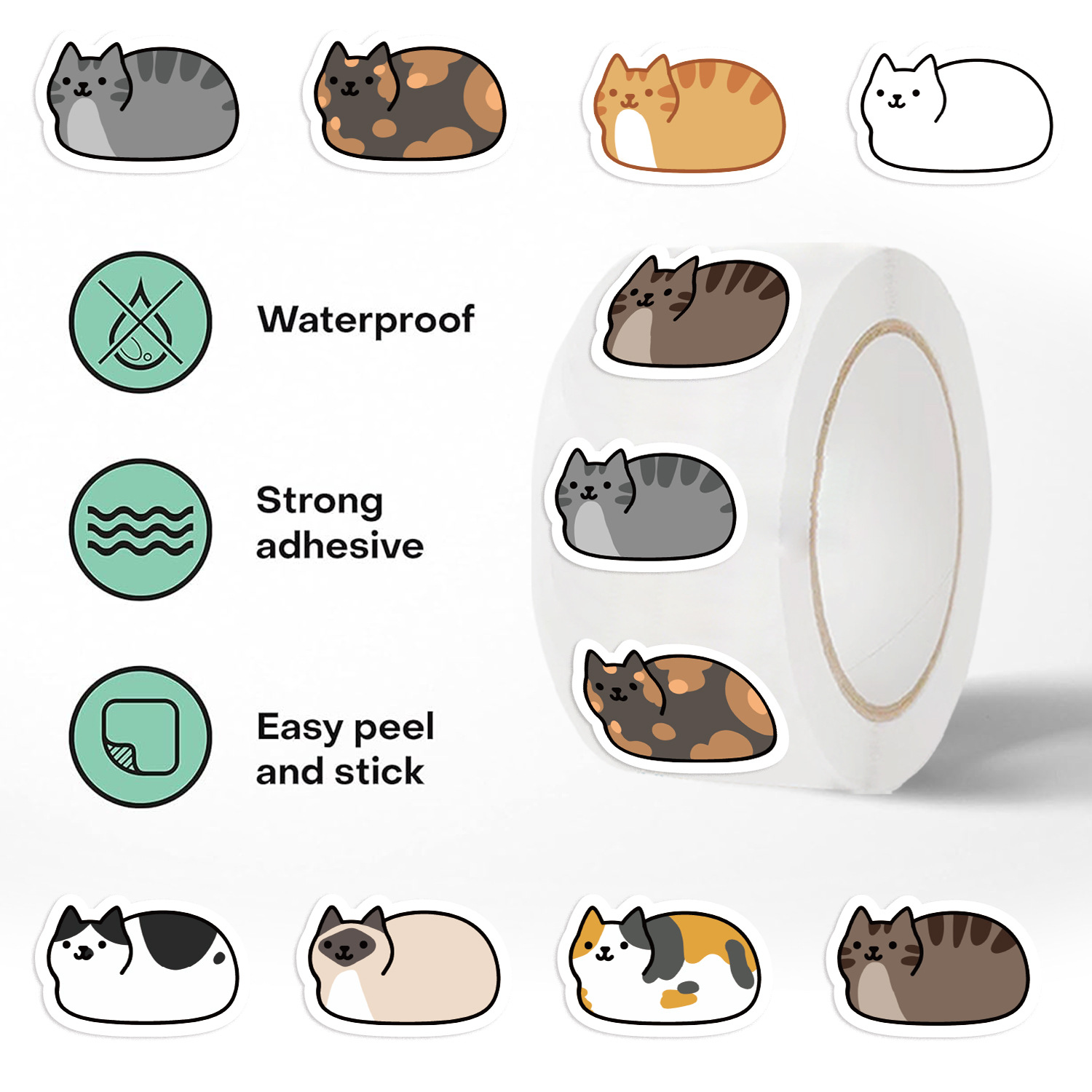 Kids Toys Names - 500PCS Cartoon Cat Stickers DlY Gift