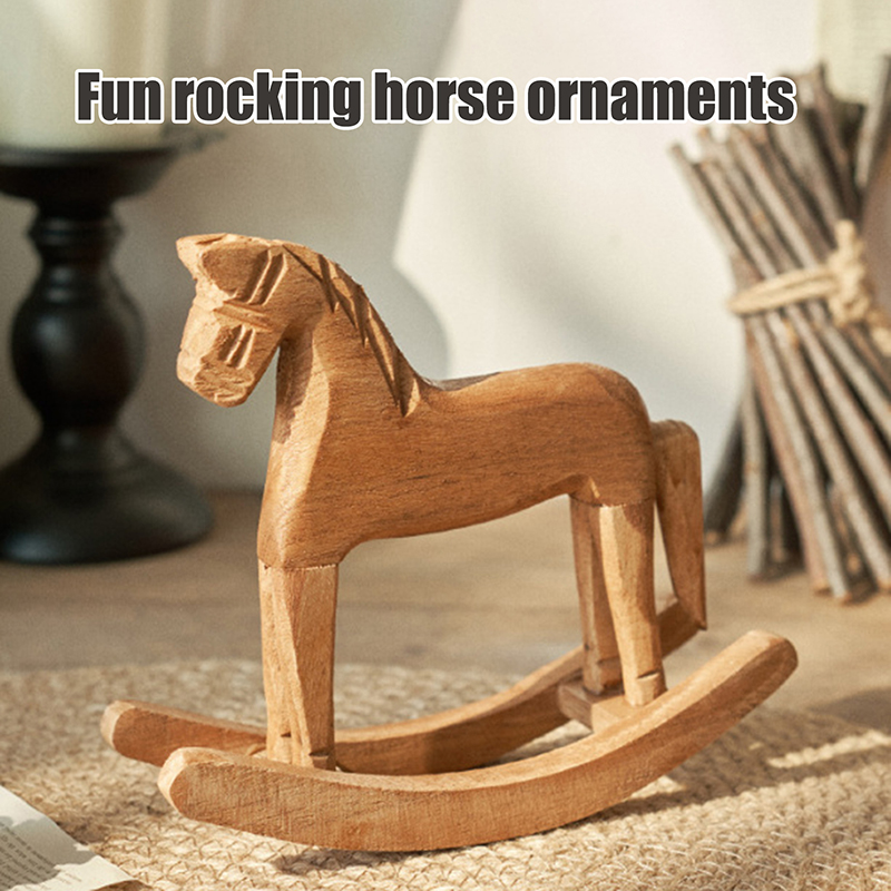 Kids Toys Horse - 1Pcs Wooden Crafts Rocking Horse Statue