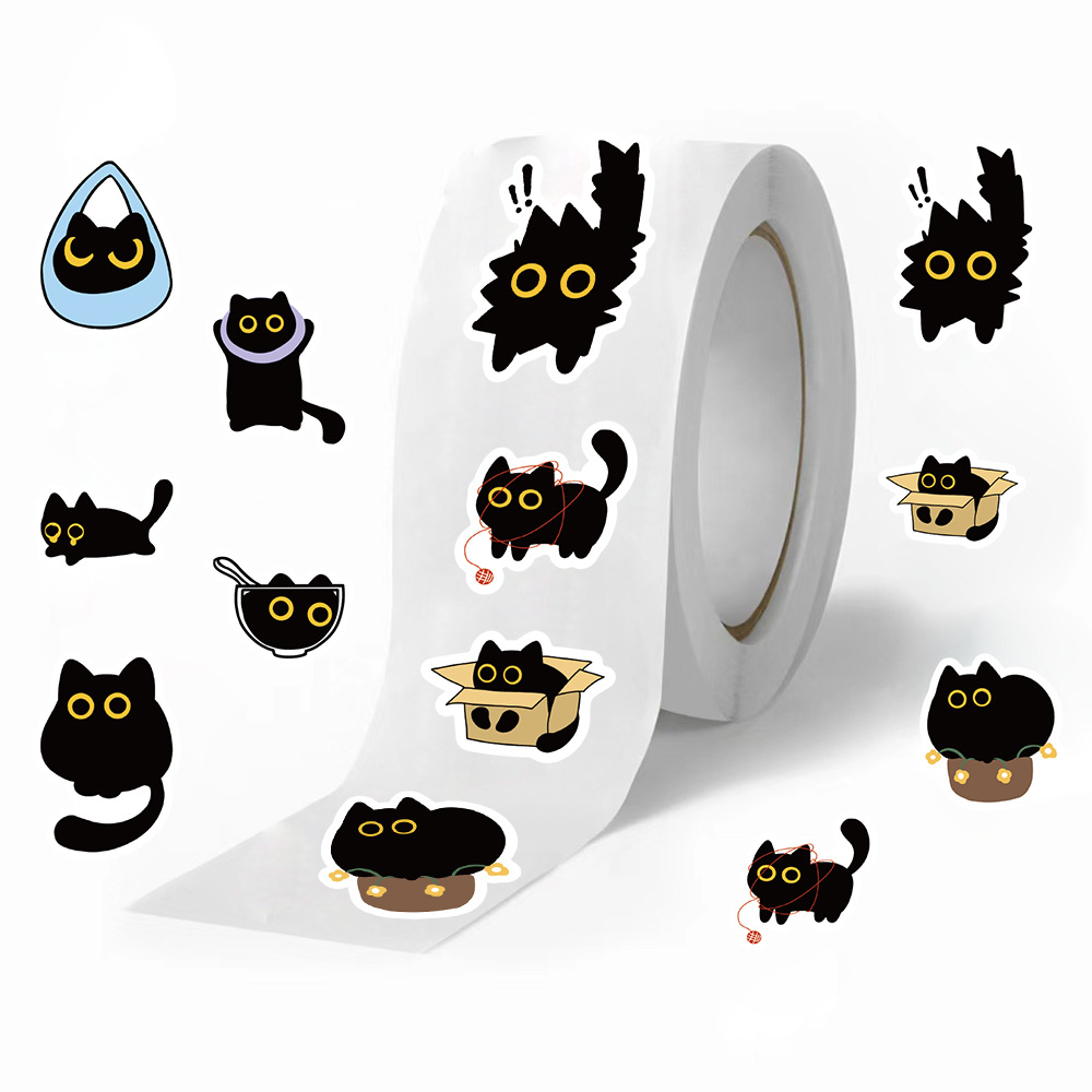 Kids Toys Names - 100-500Pcs Cartoon Cat Roll Stickers DlY