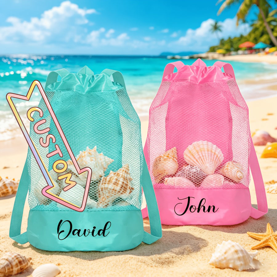 Kids Toys Names - Personalized Custom Name Mesh Drawstring Beach