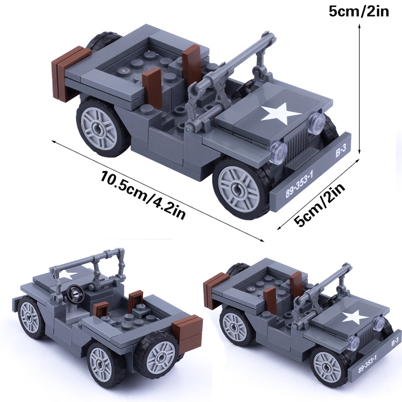 Kids Toys Jeep - MOC WW2 Military US Figures Willy