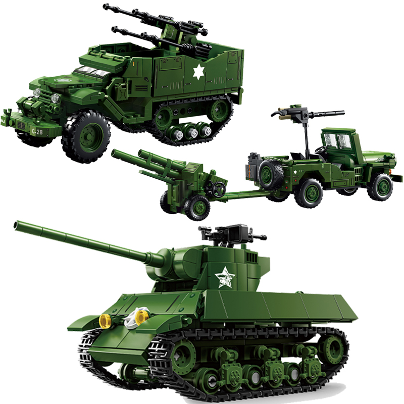 Kids Toys Jeep - US Military Tank Series Building Blocks