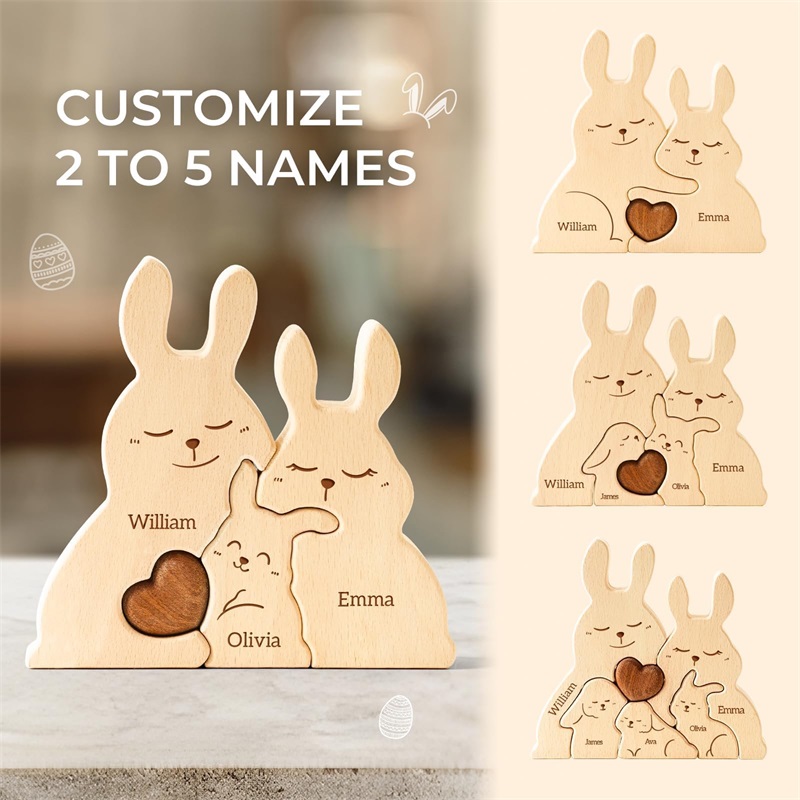 Wooden Bunny Family Puzzles Pe - Kids Toys Names 评论和价格