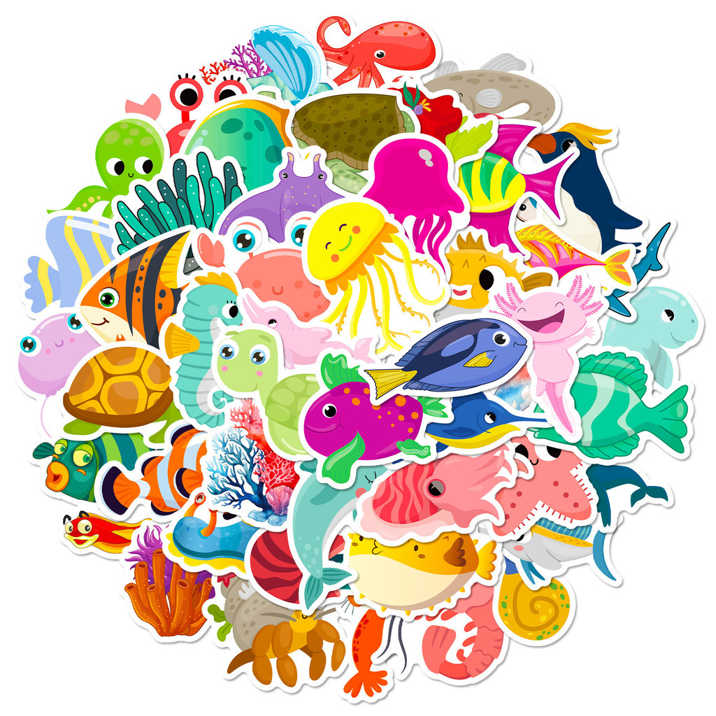 50Pcs Marine Life Stickers Dol - Kids Toys Stores 评论和价格