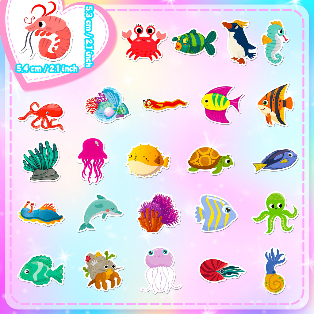50Pcs Marine Life Stickers Dol - Kids Toys Stores 评论和价格