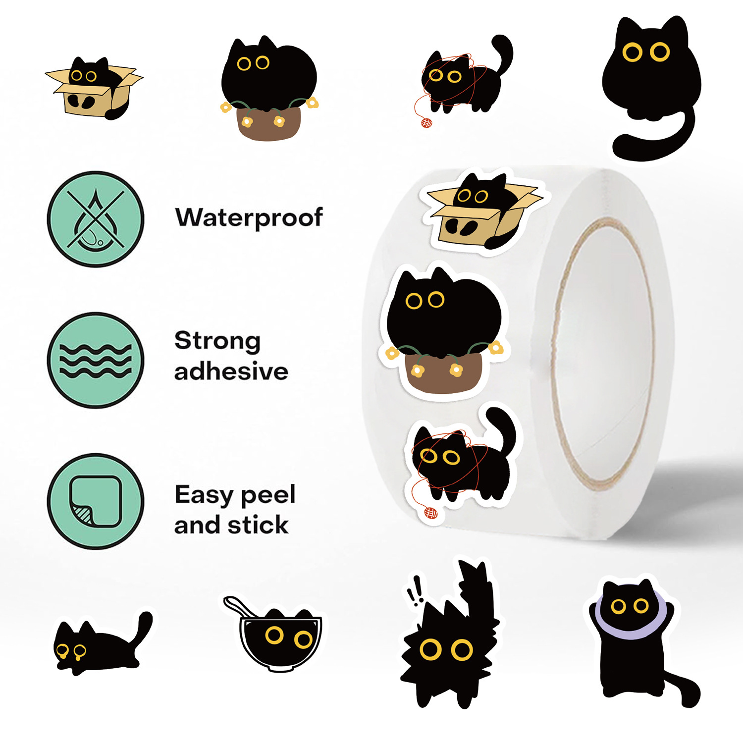100-500Pcs Cartoon Cat Roll St - Kids Toys Names 评论和价格