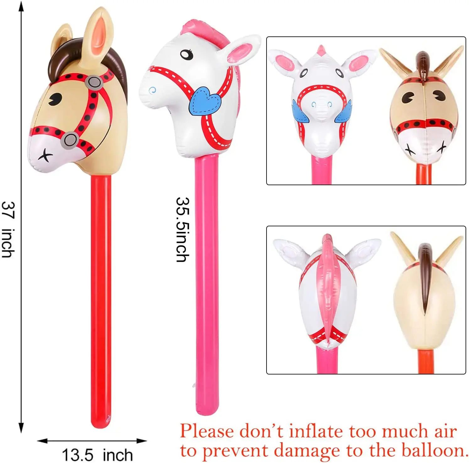 2Pcs Horse Head Stick Balloon  - Kids Toys Horse 评论和价格