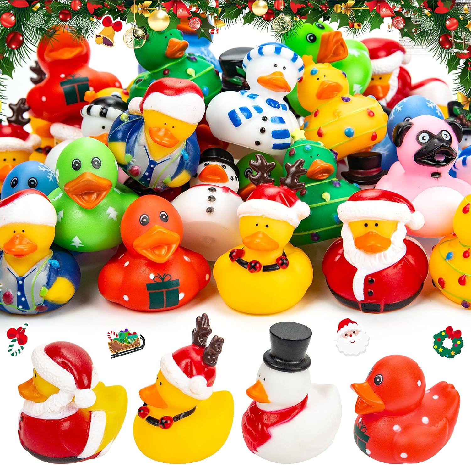 12-100pcs Christmas Rubber Duc - Kids Toys Jeep 评论和价格