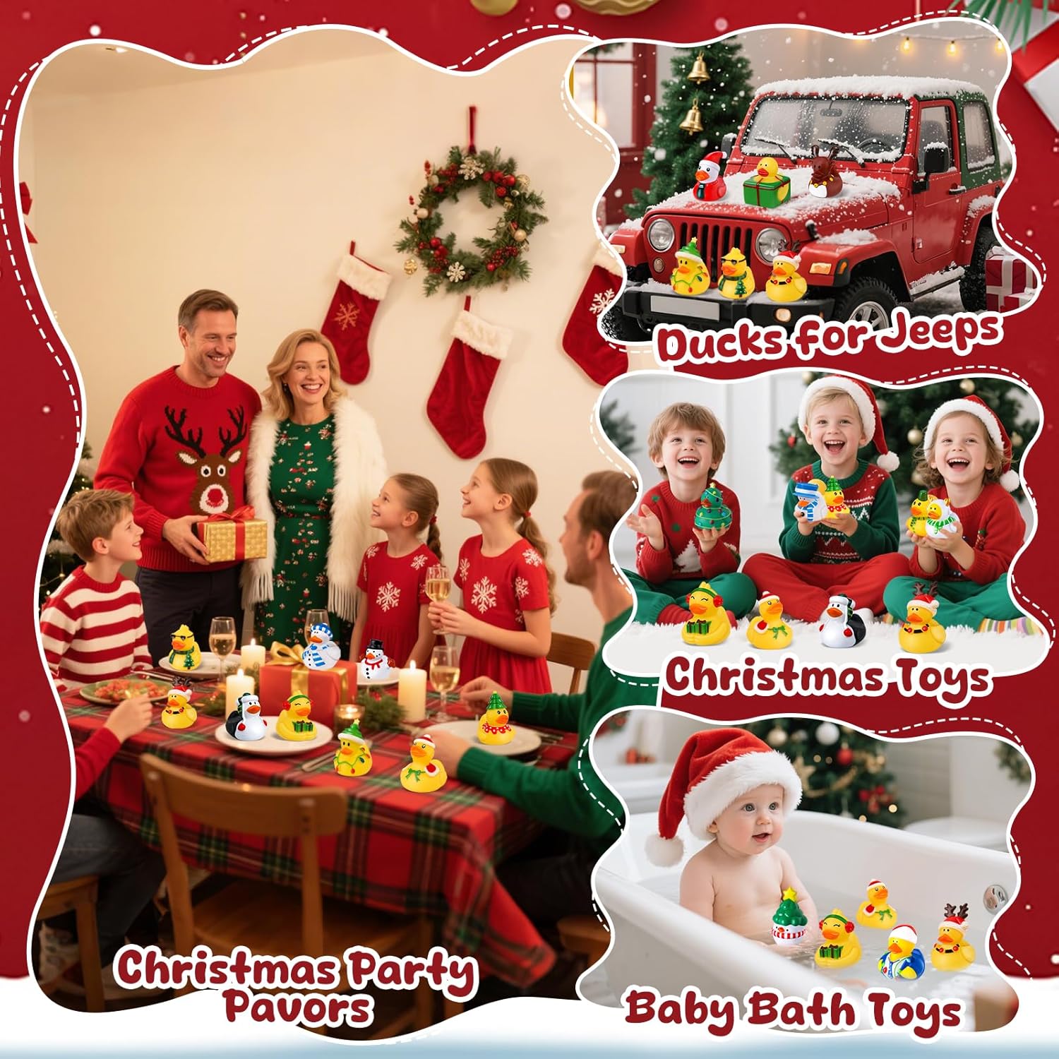 12-100pcs Christmas Rubber Duc - Kids Toys Jeep 评论和价格